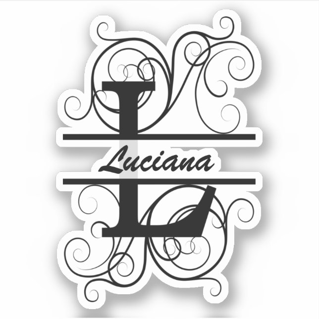 Monogram letter with swirls ; space for your name (Front)