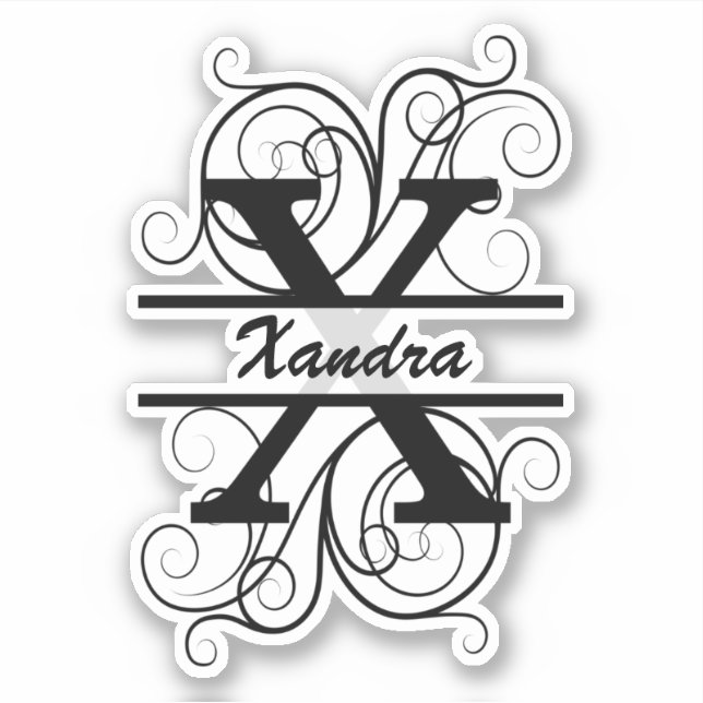 Monogram letter with swirls ; space for your name (Front)