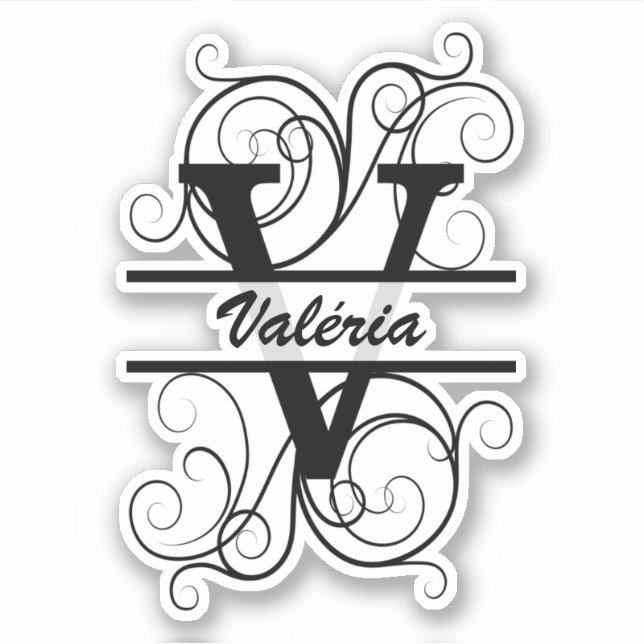 Monogram letter with swirls ; space for your name (Front)