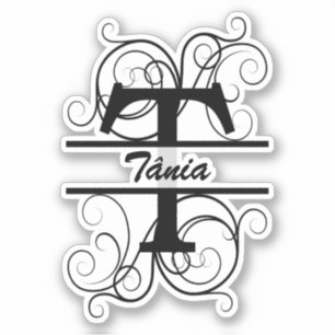 Monogram letter with swirls ; space for your name