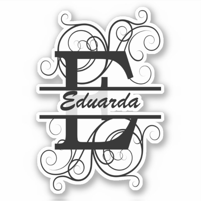 Monogram letter with swirls ; space for your name (Front)