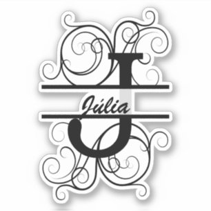 Monogram letter with swirls ; space for your name