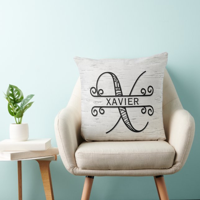 Monogram Letter X with Family Name  Cushion (Chair)