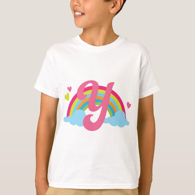 Monogram Letter Y Alphabet Rainbow T-Shirt (Front)