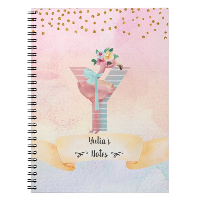 Monogram Letter Y Baby Flamingo Girly Daily Diary Notebook (Front)