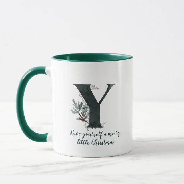 Monogram Letter Y design and photo Christmas Mug (Left)