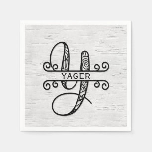 Monogram Letter Y with Family Name    Napkin