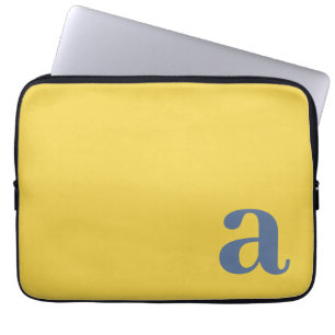 Monogram Letter Yellow & Blue Minimalist Laptop Sleeve