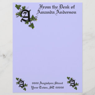 Monogram letterhead with letter A, personalise