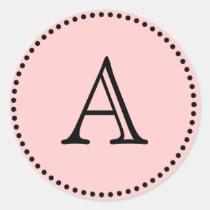 Monogram Letters Classic Round Sticker