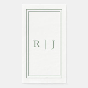 Monogram Letters Initial Sage Green Simple Wedding Napkin