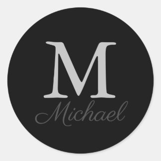 Monogram light fog classic  classic round sticker