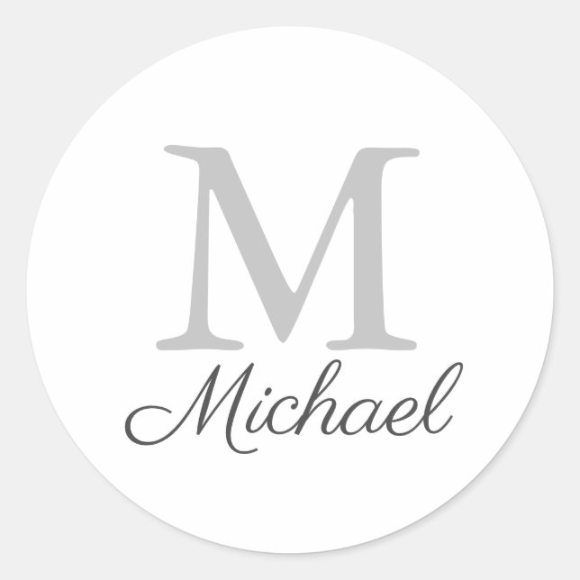 Monogram light fog classic round sticker (Front)