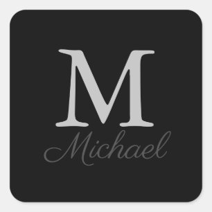 Monogram light fog classic square sticker