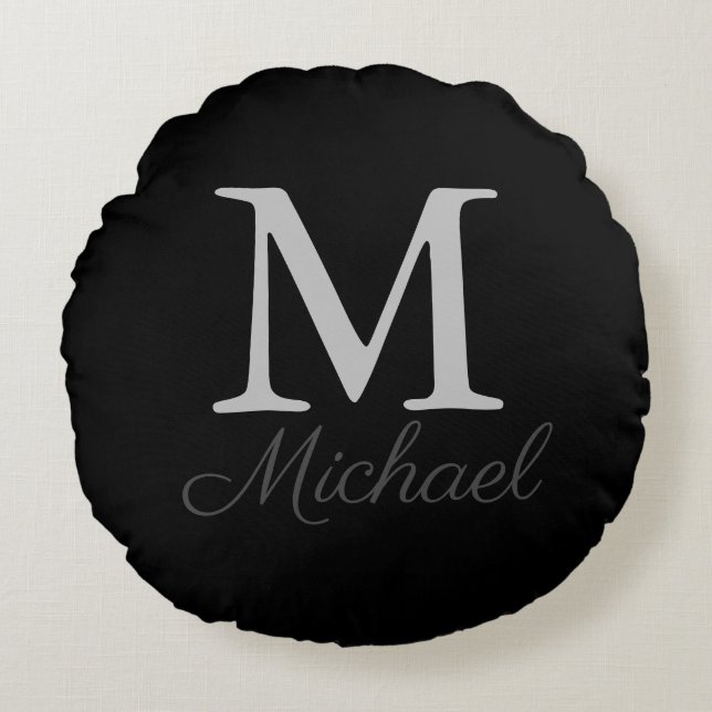 Monogram light fog  round cushion (Front)