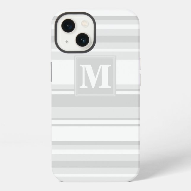 Monogram light gray stripes Case-Mate iPhone case (Back)