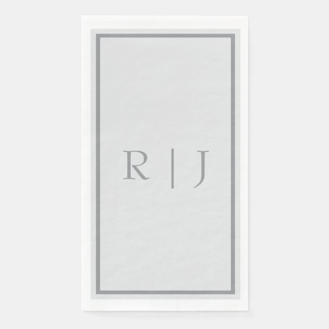 Monogram Light Grey Dark Grey Shade Cool Wedding Napkin (Front)