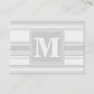 Monogram light grey stripes business card