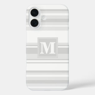 Monogram light grey stripes iPhone 16 case