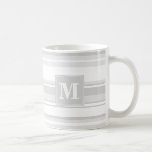 Monogram light grey stripes coffee mug