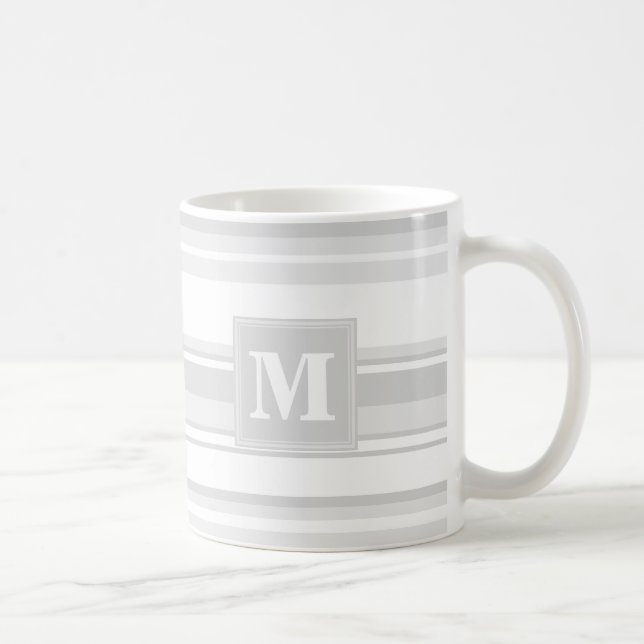 Monogram light grey stripes coffee mug (Right)