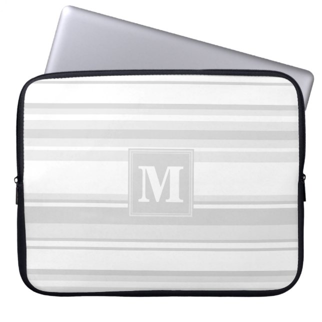 Monogram light grey stripes laptop sleeve (Front)
