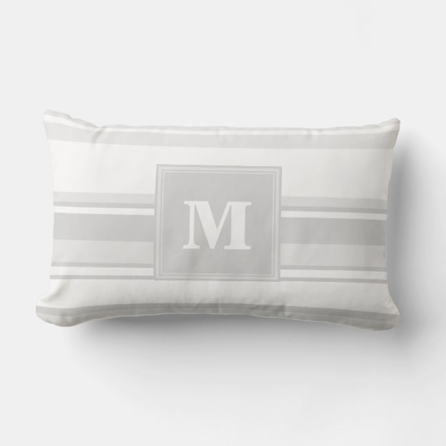 Monogram light grey stripes lumbar cushion (Front)