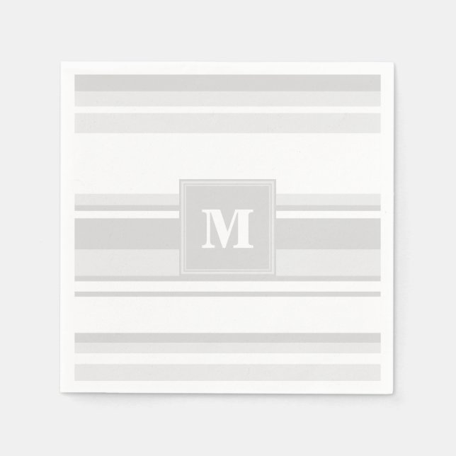 Monogram light grey stripes napkin (Front)