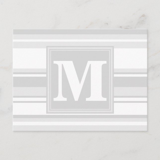 Monogram light grey stripes postcard (Front)