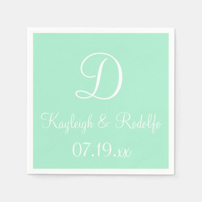 Monogram Light Mint Exclusive Colourful Paper Napk Napkin (Front)