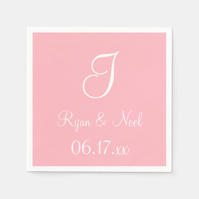 Monogram Light Pink Classy Monochromatic Napkins (Front)
