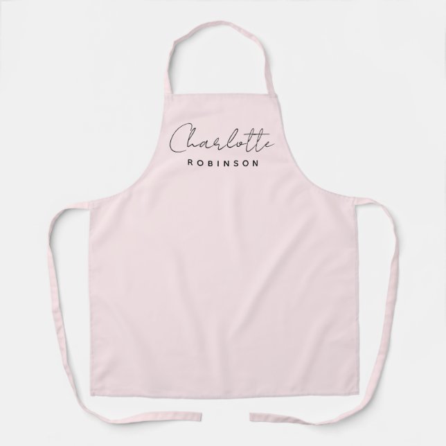 Monogram Light Pink Modern Minimalist Elegant Apron (Front)