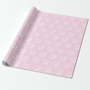 Monogram light pink white custom initial pattern wrapping paper