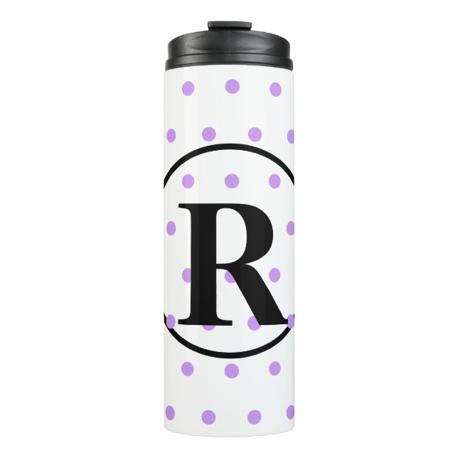 Monogram Light Purple Polka Dots Thermal Tumbler (Front)