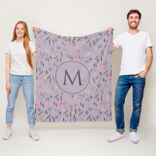 MONOGRAM Lilac Floral Fleece Blanket