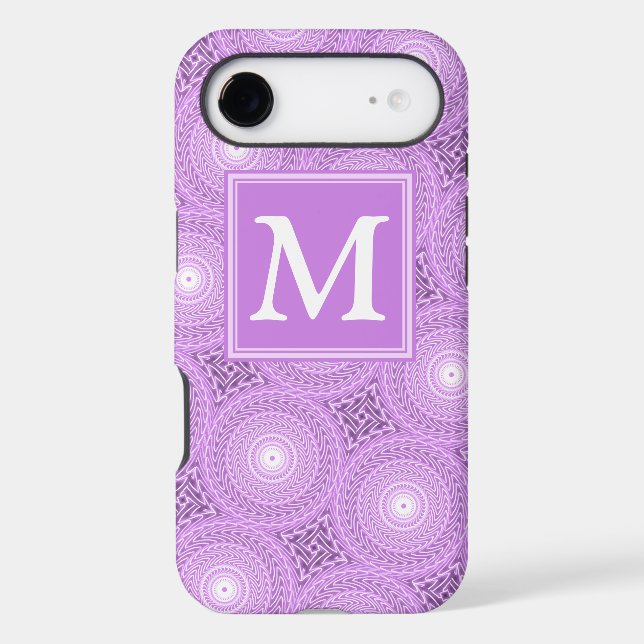 Monogram lilac purple circles pattern (Back)