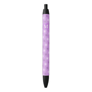 Monogram lilac purple circles pattern black ink pen