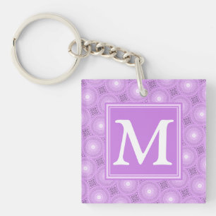 Monogram lilac purple circles pattern key ring