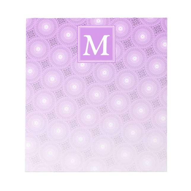 Monogram lilac purple circles pattern notepad (Front)