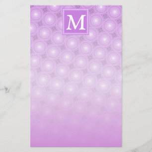 Monogram lilac purple circles pattern stationery