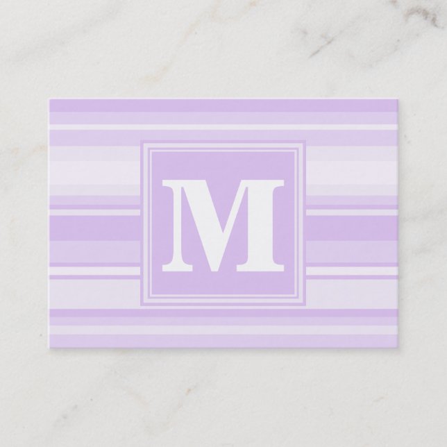 Monogram lilac stripes business card (Front)