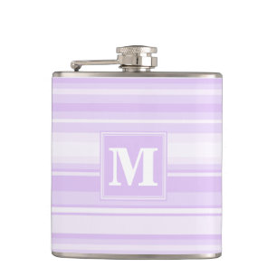 Monogram lilac stripes hip flask