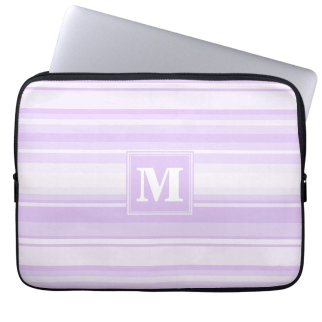 Monogram lilac stripes laptop sleeve (Front)