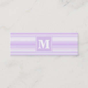 Monogram lilac stripes mini business card