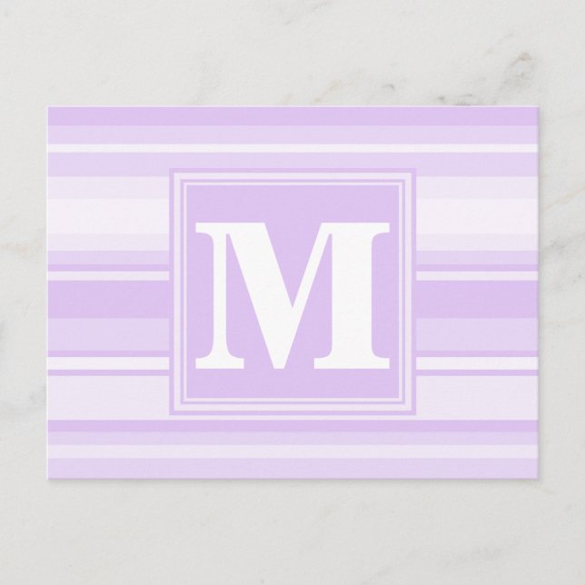 Monogram lilac stripes postcard (Front)