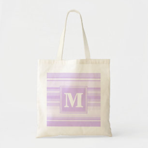 Monogram lilac stripes tote bag