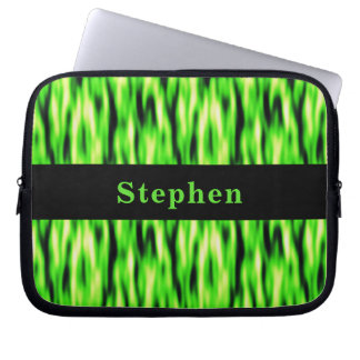 Monogram Lime Green Abstract Pattern Laptop Sleeve