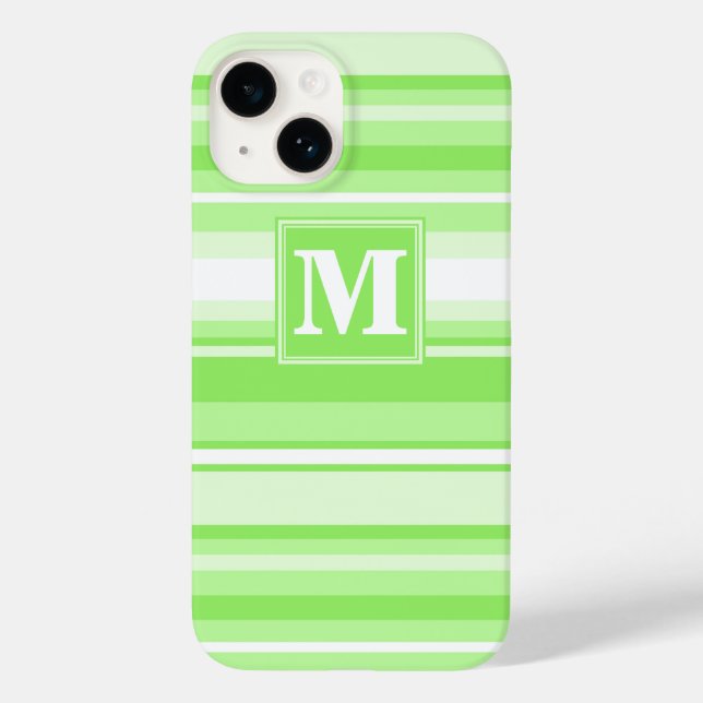 Monogram lime green stripes Case-Mate iPhone case (Back)