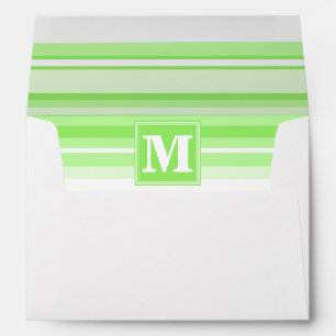 Monogram lime green stripes envelopes