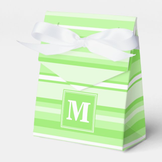 Monogram lime green stripes favour box (Front Side)